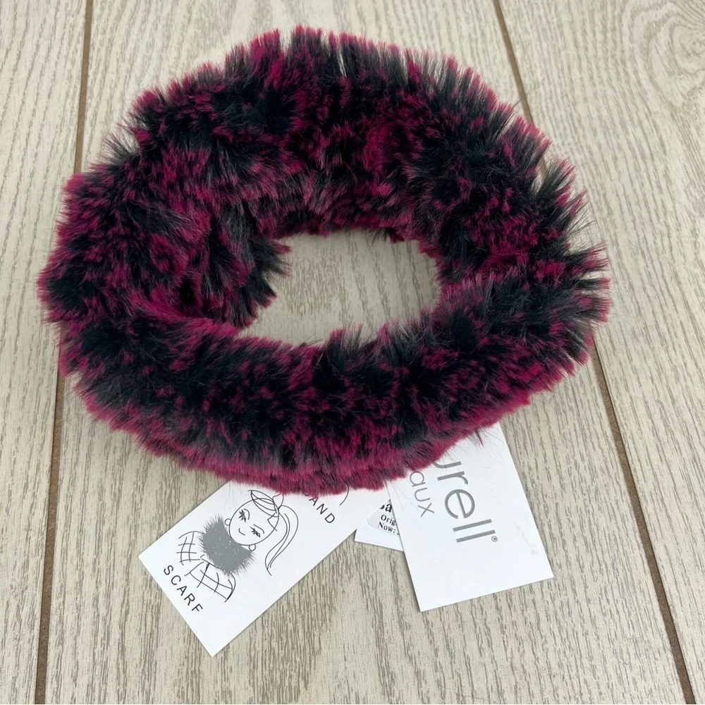 Surell Rex Rabbit Faux Fur Knit Stretch Headband OS Raspberry $65